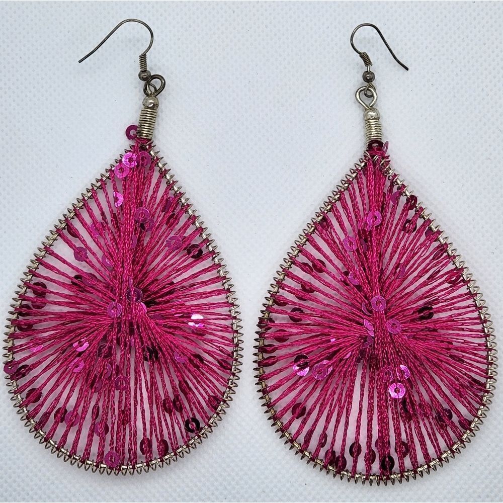 💜Hot Pink Oversized Teardrop Earrings